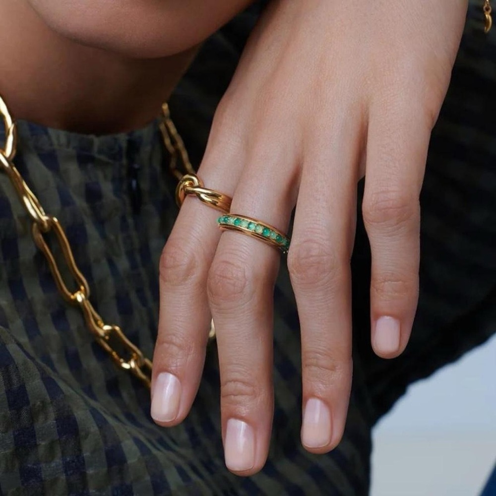 Missoma Hot Rox Stacking Elegant Gold and Green Ring